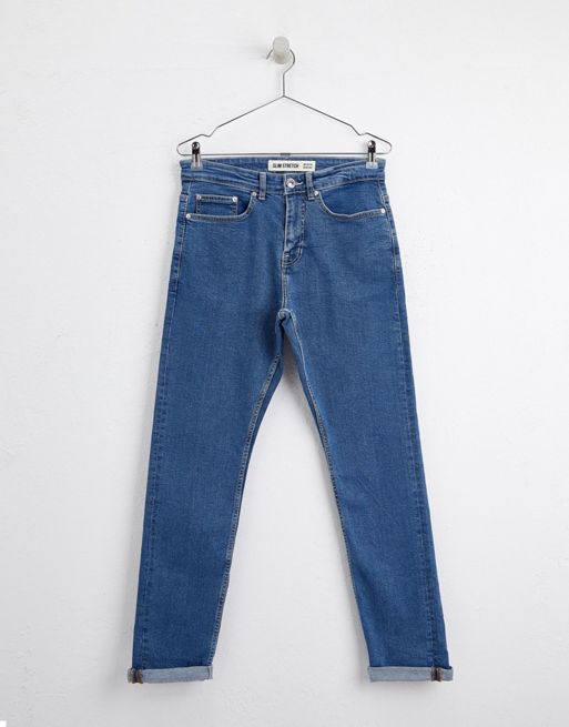 New Look slim rigid jeans in mid blue wash