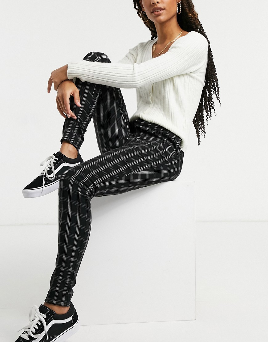 Myre Årvågenhed Finde sig i New Look Slim Leg Grid Check Pants In Black Pattern | ModeSens
