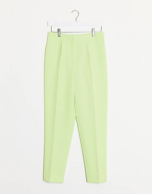 New Look slim leg trousers in lime co ord