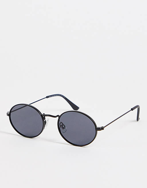 New Look slim oval sunglasses in black