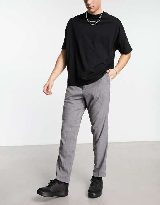 New Look slim pull on smart pants in grey check, 4 of 4