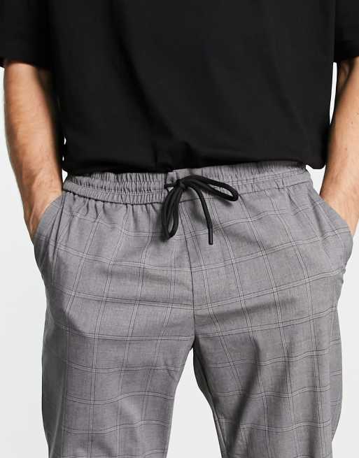 New Look slim pull on smart trouser in grey check, 2 of 4
