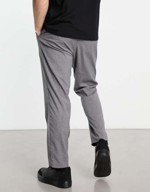 New Look slim pull on smart trouser in grey check, 3 of 4