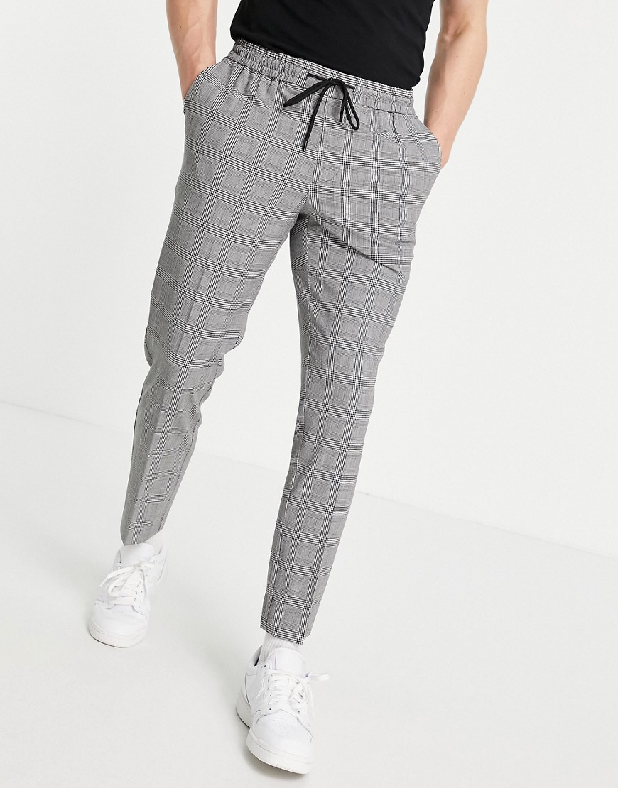 New Look slim smart pants in gray check-Grey