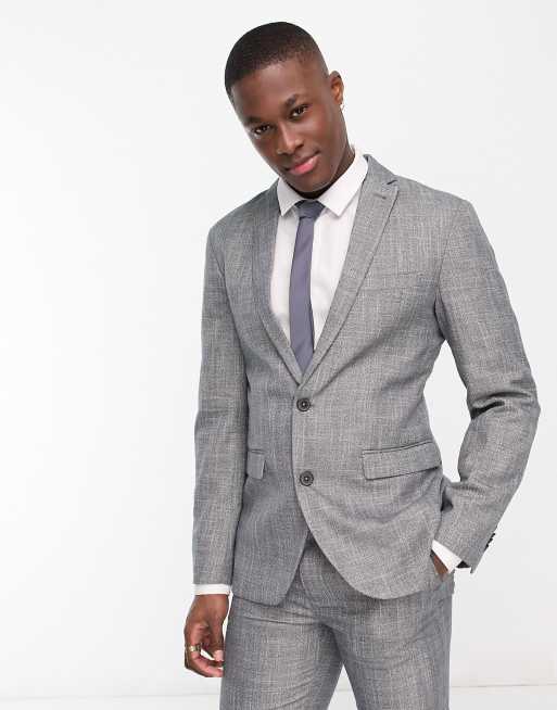 New Look slim suit jacket in dark grey texture | ASOS