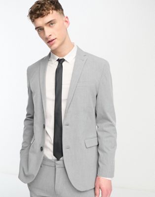 New Look slim suit jacket in grey - ASOS Price Checker