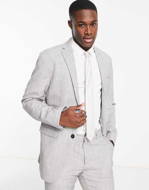 New Look slim suit jacket in grey texture - view 1