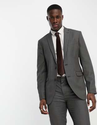 New Look slim suit jacket in grey texture - ASOS Price Checker