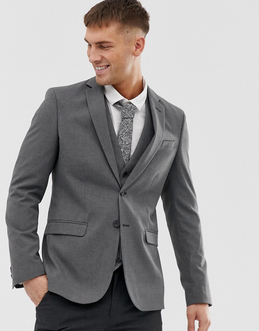 New Look Slim Suit Jacket In Grey