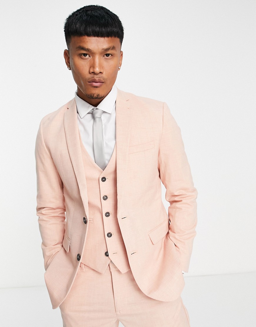 New Look slim suit jacket in pink