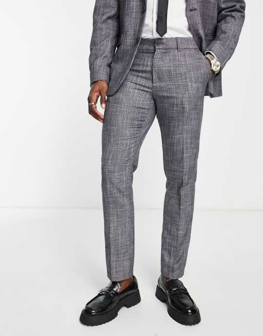 New Look slim suit pants in dark grey texture