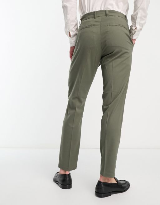 New Look slim suit pants in dark khaki