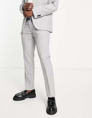 NEW LOOK SLIM SUIT PANTS IN GRAY TEXTURE