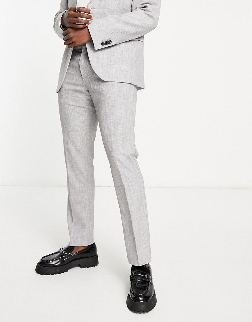 New Look slim suit pants in gray texture