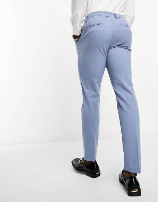 Harry Brown wedding linen mix suit trousers in light blue