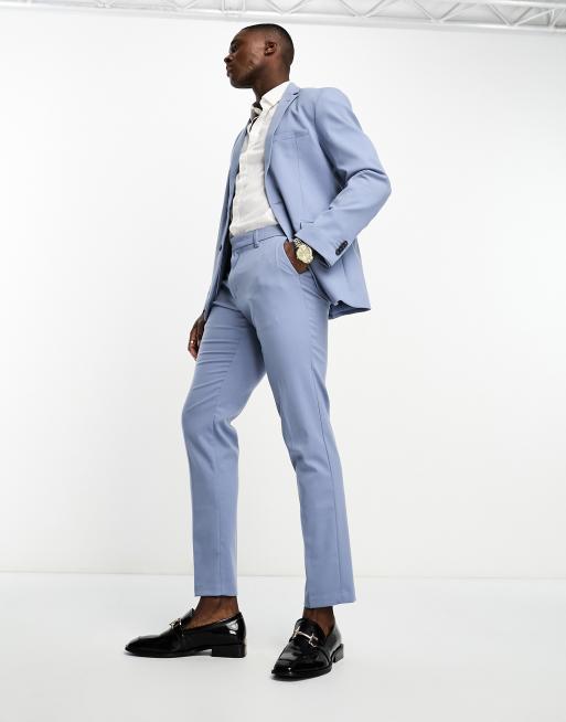 Harry Brown wedding linen mix suit trousers in light blue