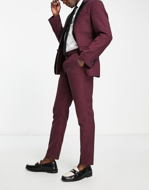 Skinny fit burgundy store suit