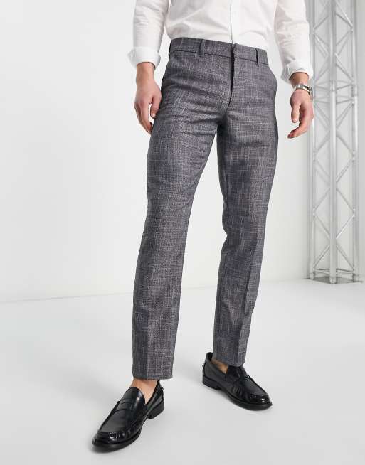 New Look slim suit trouser in dark grey texture