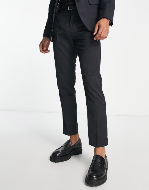 New Look slim suit trouser in navy jacquard