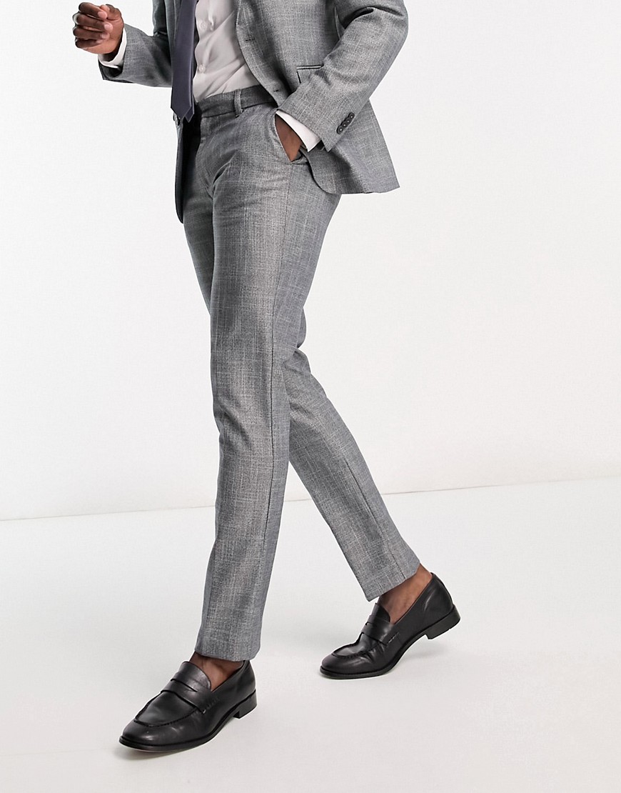 New Look slim suit trousers in dark grey texture