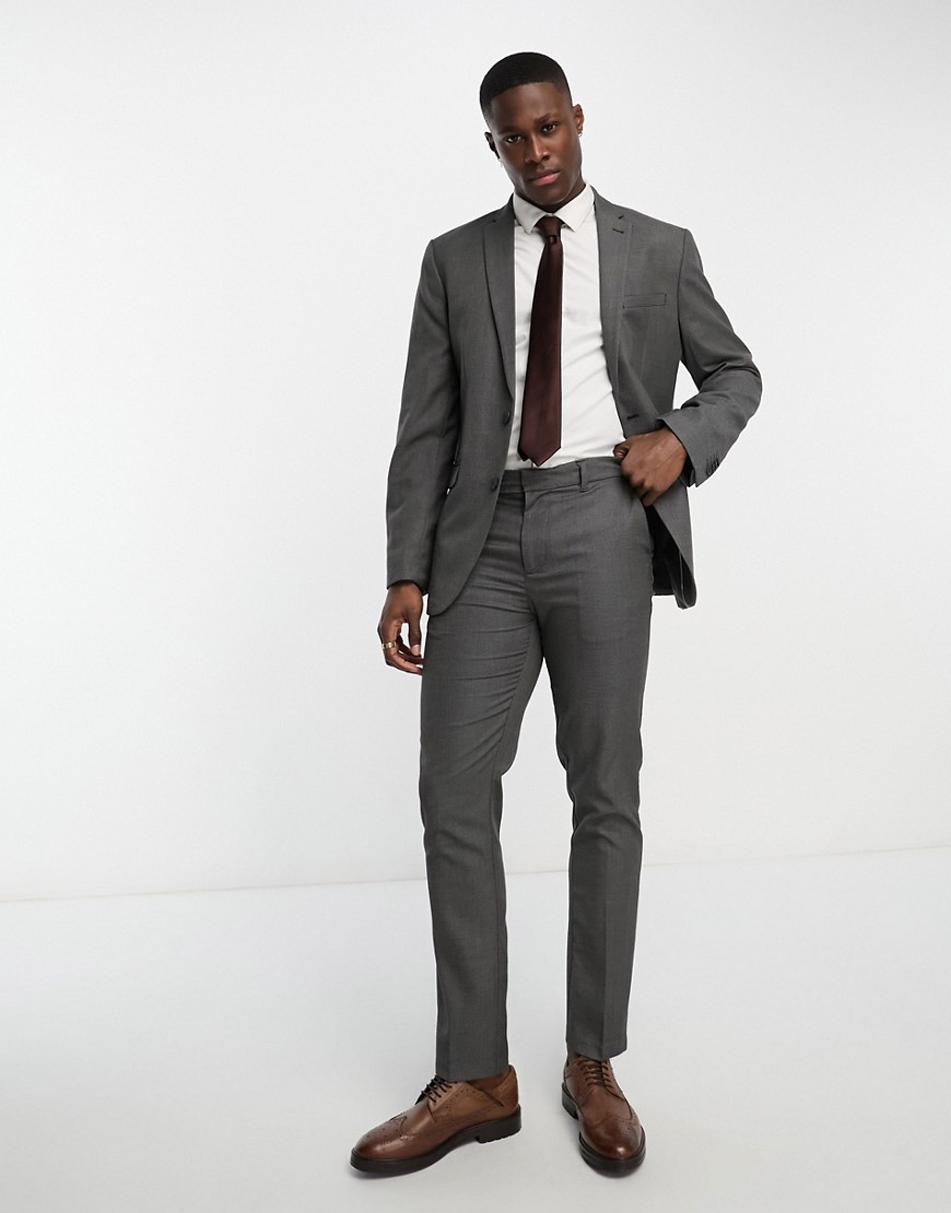 New Look slim suit trousers in navy texture - suit 17