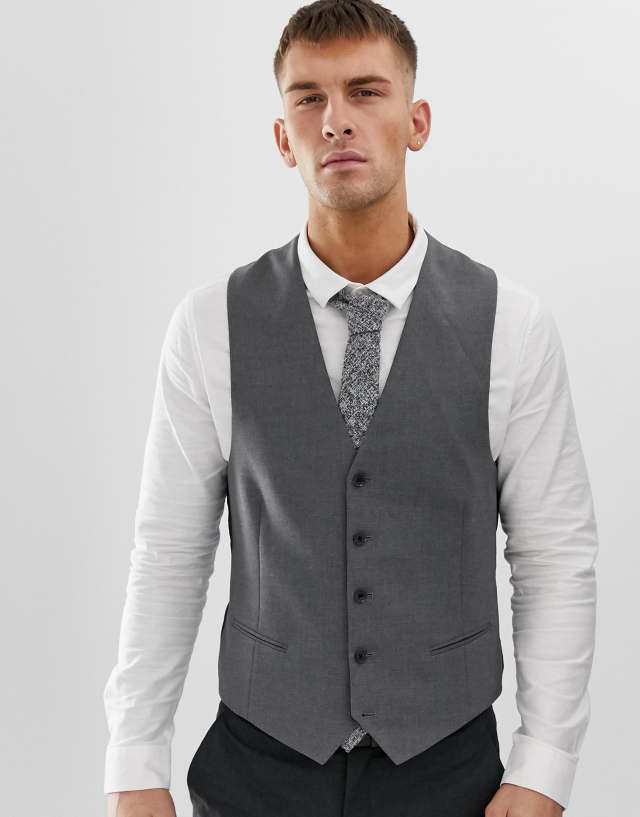 New Look slim suit waistcoat in grey