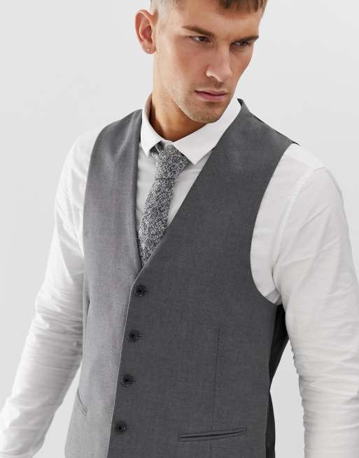 New Look slim suit waistcoat in grey ASOS