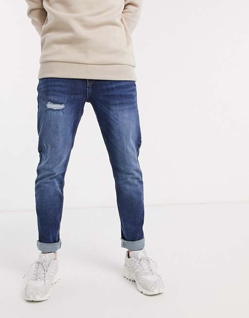 New Look slim vintage wash jeans in mid blue