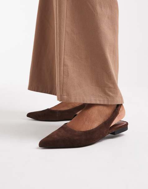 New Look - Slingback ballerina's van echt suède in bruin - view 1