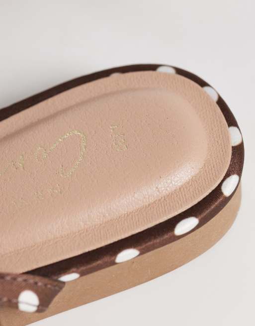 New Look - Slingback ballerina's van satijn met strik in bruin met stippen, 3 van 4