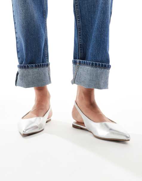 New Look slingback ballet flat in silver - view 1