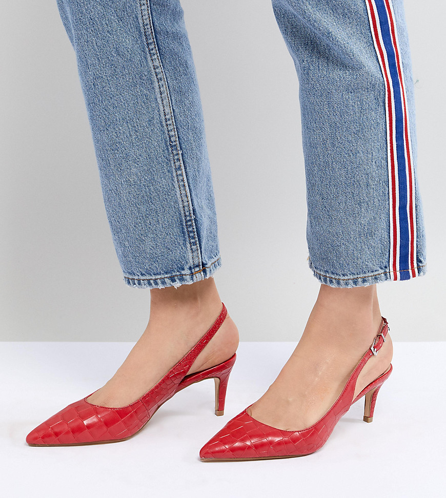 New Look Slingback Croc Effect Court-Red