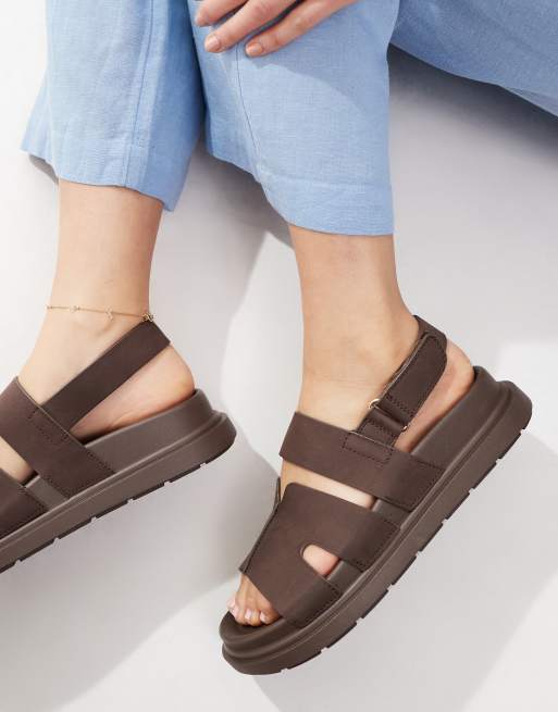 New Look slingback cross strap sandal in brown ASOS