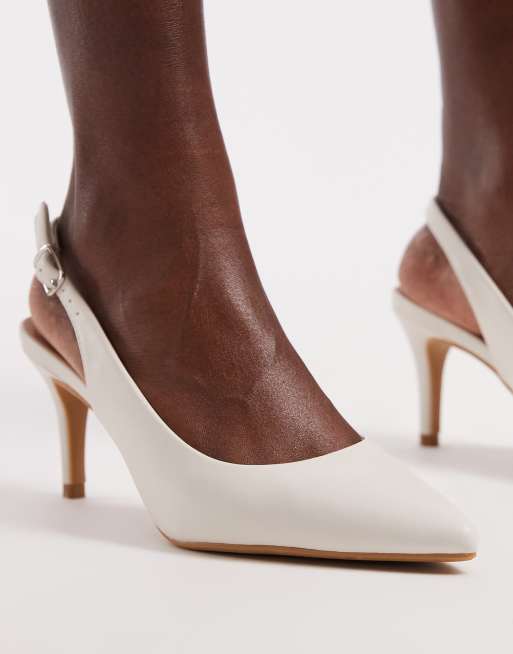 New Look slingback heeled shoe in cream, 2 of 4