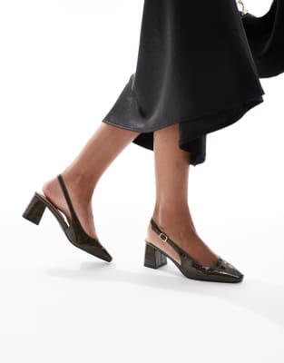  slingback heeled shoe in dark green