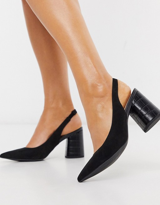 New Look slingback heeled shoes in black
