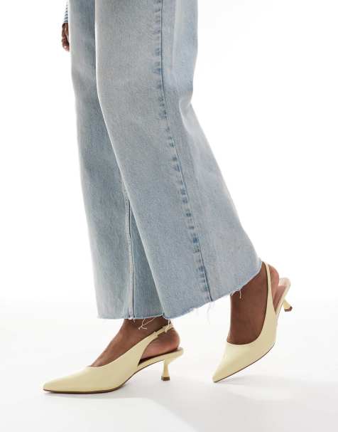 New Look slingback heeled shoes in yellow - view 1