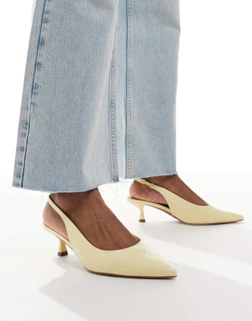 New Look slingback heeled shoes in yellow