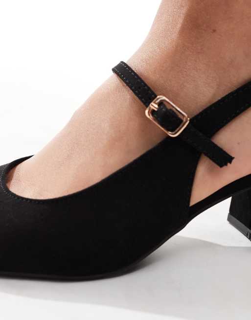 New Look slingback mary jane shoes with front strap in black, 2 of 4