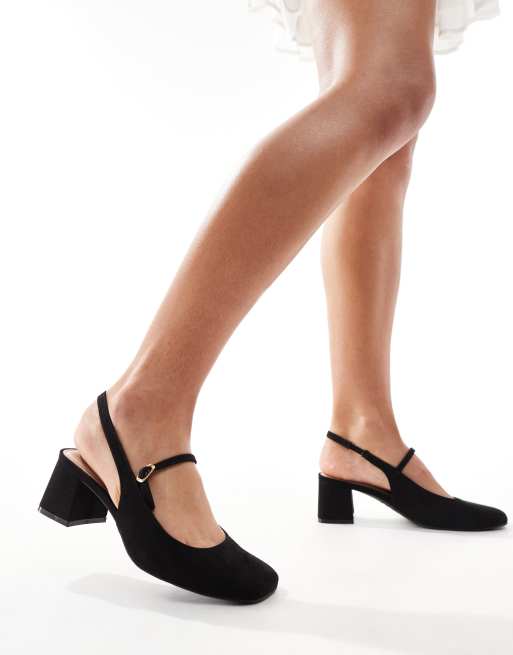 New Look slingback mary jane with front strap in black ASOS