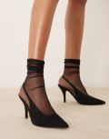 New Look slingback pointed heeled shoes in black