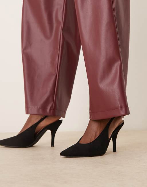 New Look slingback pointed heeled shoes in black, 3 of 4