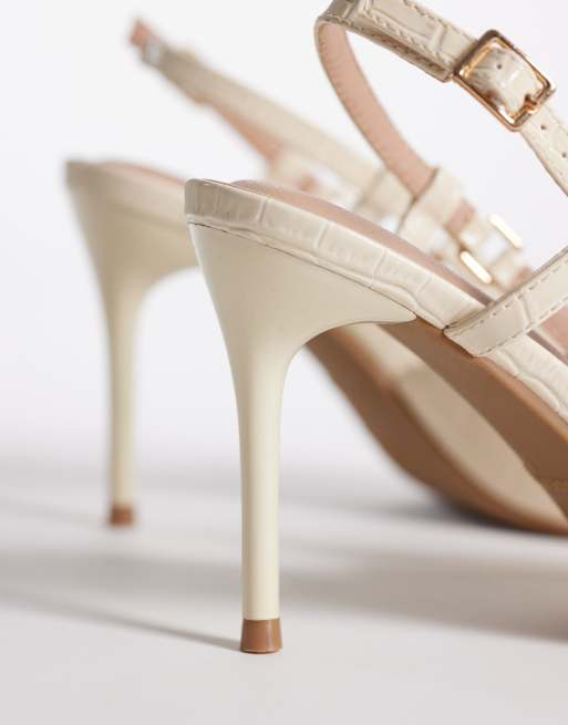New Look - Slingback schoenen met hak en uitsnijdingen in crème, 2 van 4