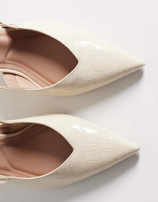 New Look - Slingback schoenen met hak en uitsnijdingen in crème, 3 van 4