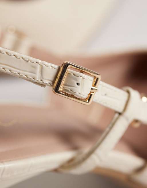 New Look - Slingback schoenen met hak en uitsnijdingen in crème, 4 van 4