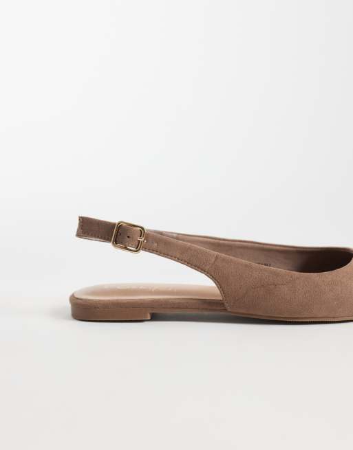 New Look - Slingback schoenen van imitatiesuède in lichtbruin, 3 van 4