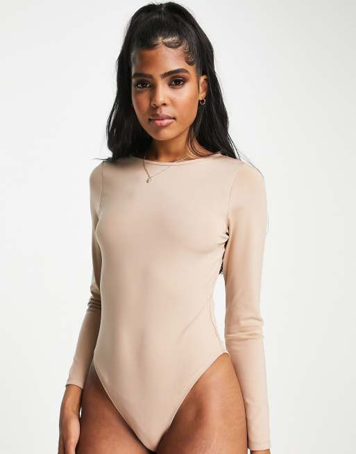 New Look slinky long sleeved body in tan