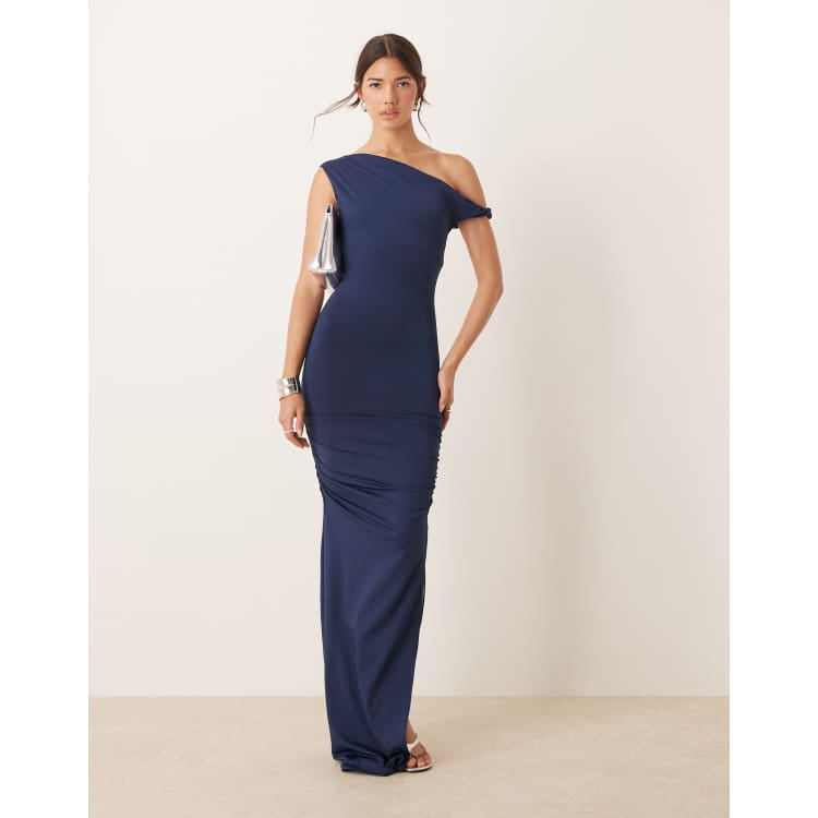 Hot navy one shoulder gown Top Sellers Black Friday