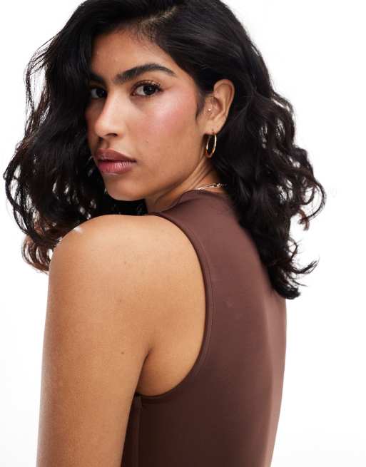 New Look slinky square neck body in brown, 4 of 4