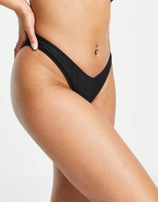 New Look - Slip bikini con taglio a V nero